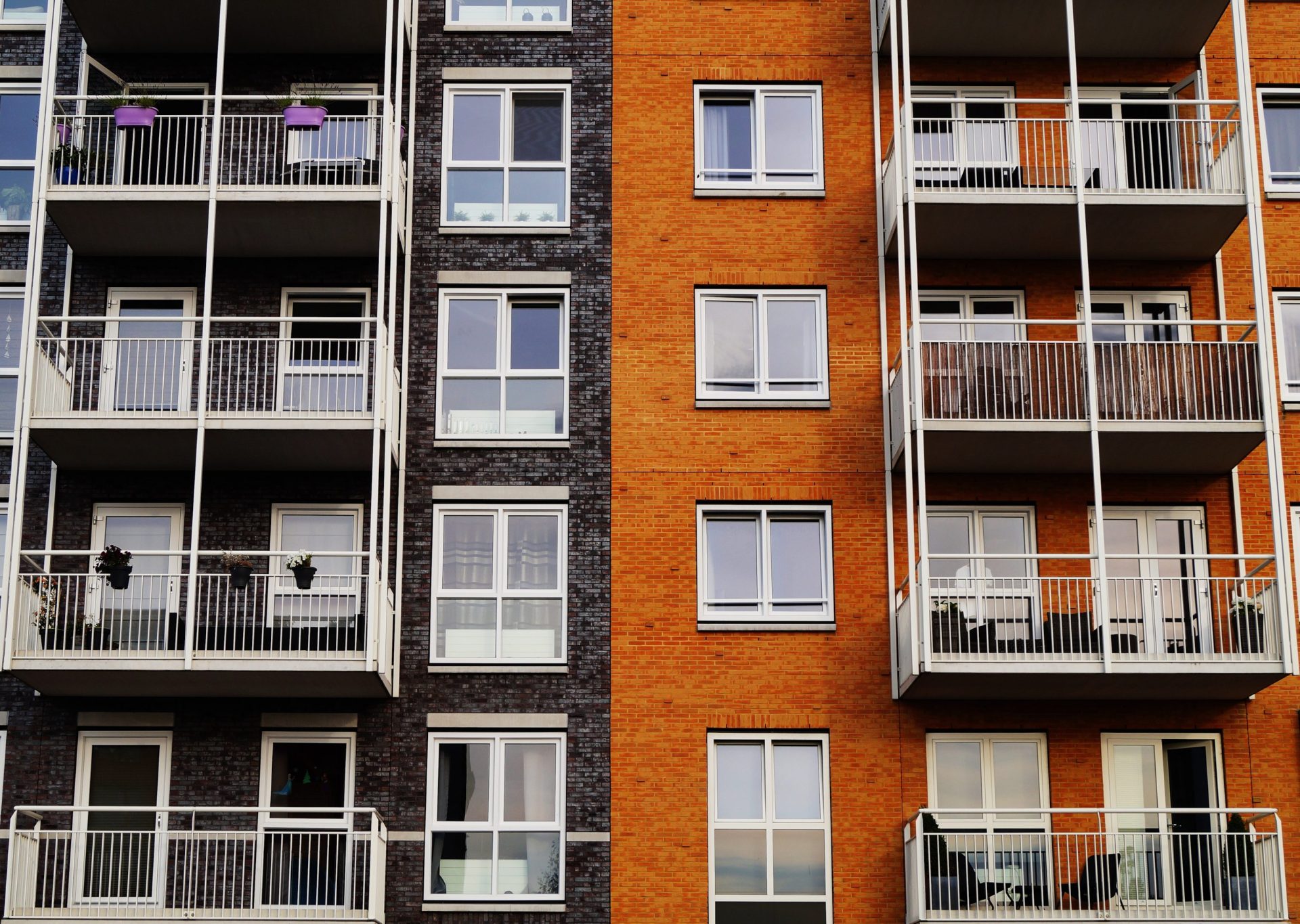 Orange and gray apartment building